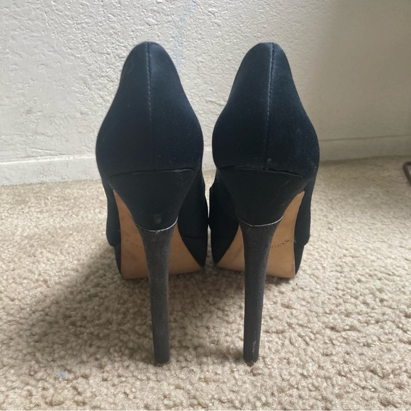 David Tutera Black GRAND Platform Glitter Heels Pumps - Picture 3 of 13